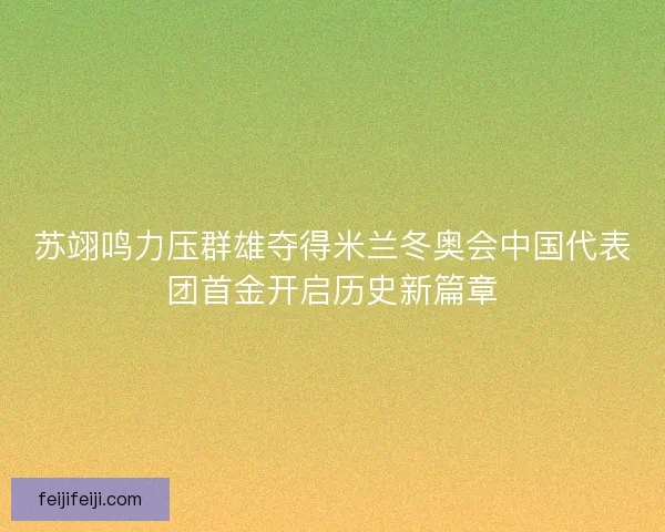 苏翊鸣力压群雄夺得米兰冬奥会中国代表团首金开启历史新篇章 苏翊鸣力压群雄夺得米兰冬奥会中国代表团首金开启历史新篇章