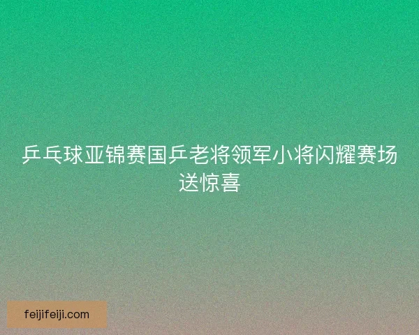 乒乓球亚锦赛国乒老将领军小将闪耀赛场送惊喜