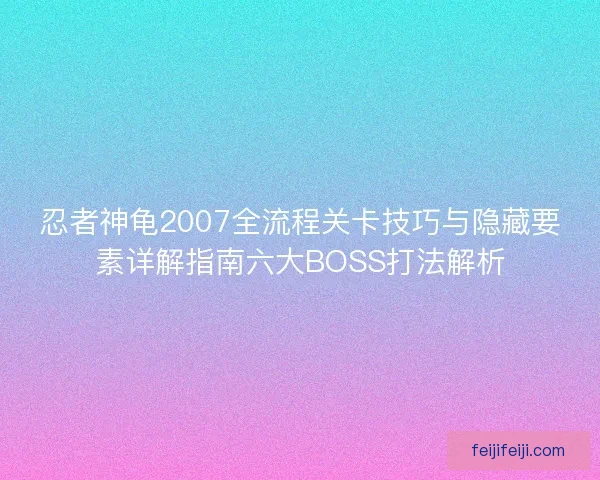 忍者神龟2007全流程关卡技巧与隐藏要素详解指南六大BOSS打法解析