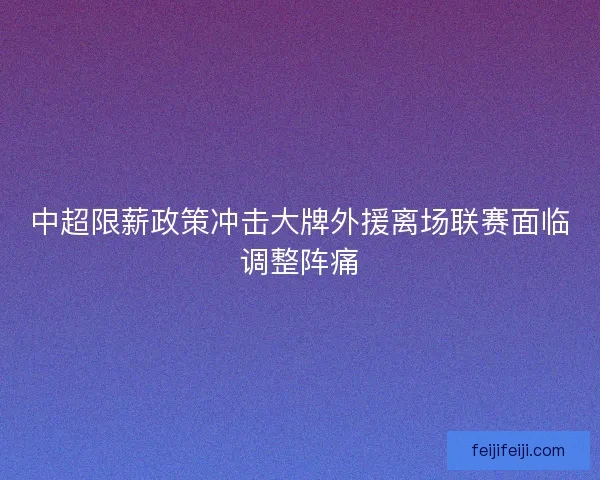 中超限薪政策冲击大牌外援离场联赛面临调整阵痛 中超限薪政策冲击大牌外援离场联赛面临调整阵痛